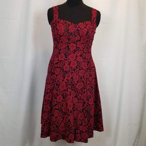 Red & Black Skull & Floral Dress Adjustable Straps